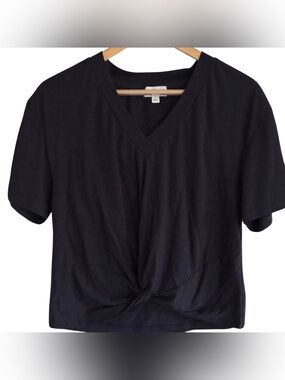 Evereve Black Blouse Size Small V Neck Twist Knot